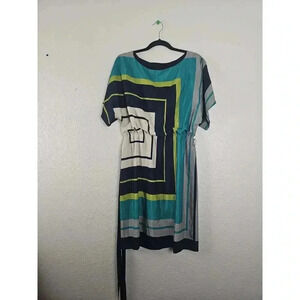 New Directions Womens Short Sleeve Square Design Dress Size 10